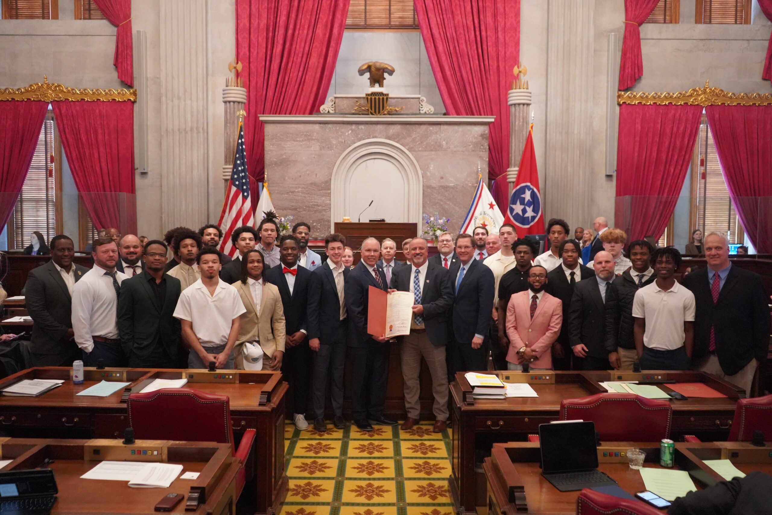 Rep. Bryan Terry honors Oakland High School state champion football team