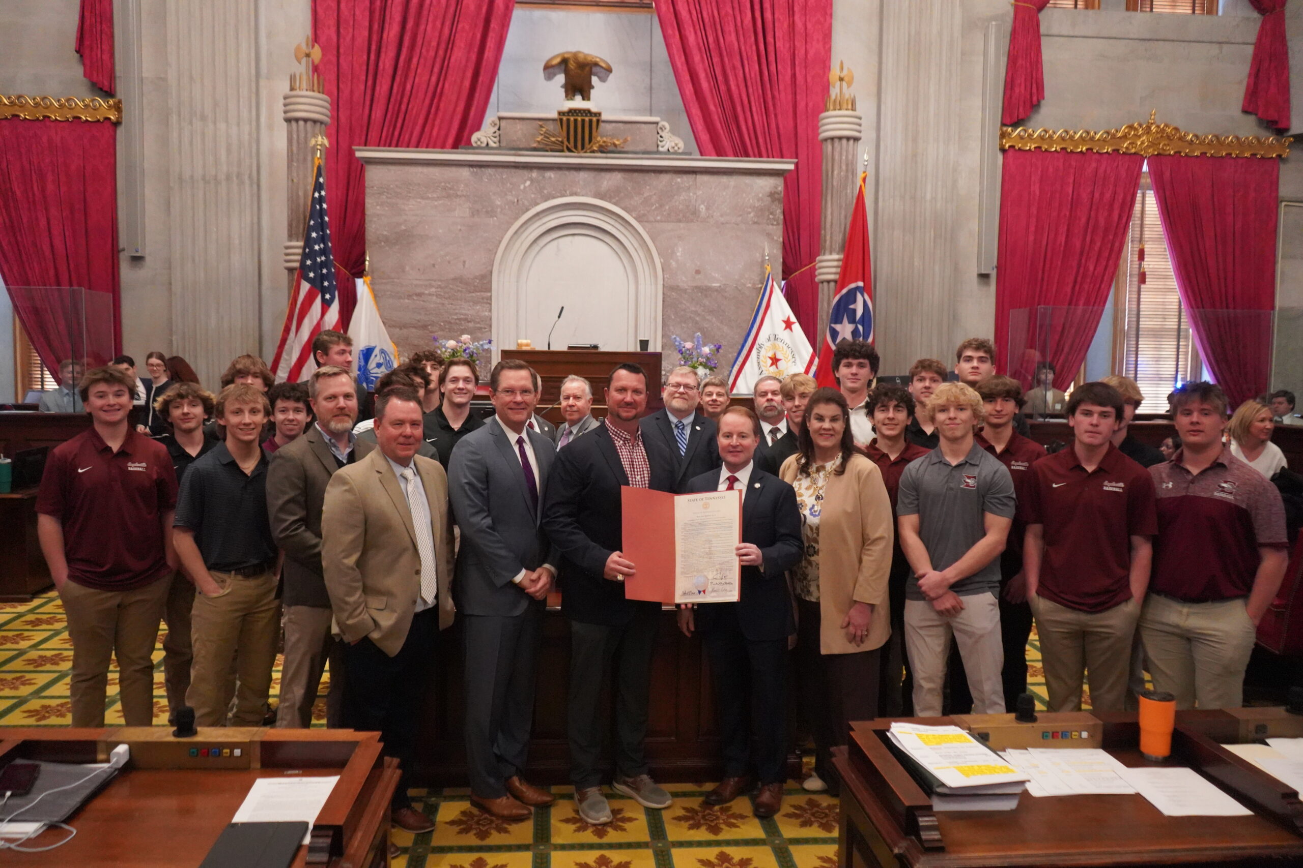 Rep. Robert Stevens honors Eagleville High School baseball team for state championship win